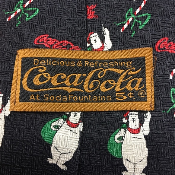 Coca Cola Polar Bear Santa Mens Necktie Tie Silk - Picture 4 of 6